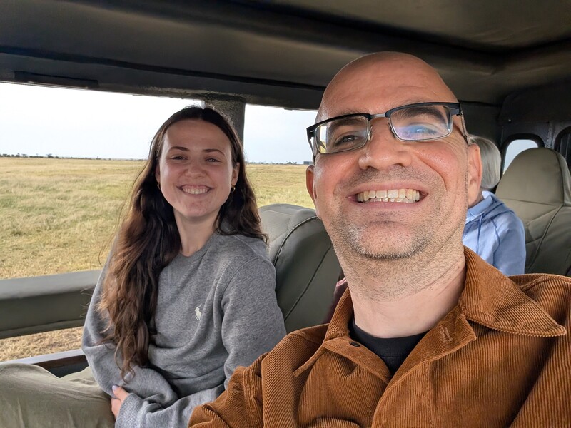 Peter and Malia on the truck on the way to the camp