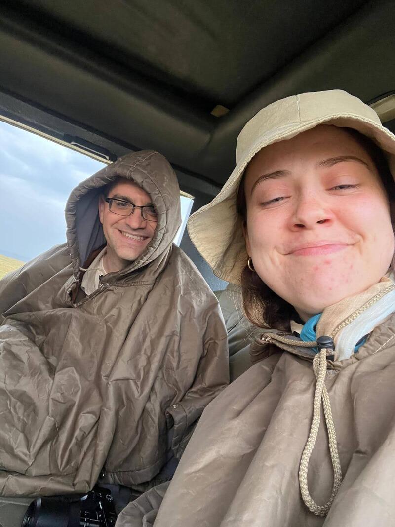 Peter and Malia in ponchos