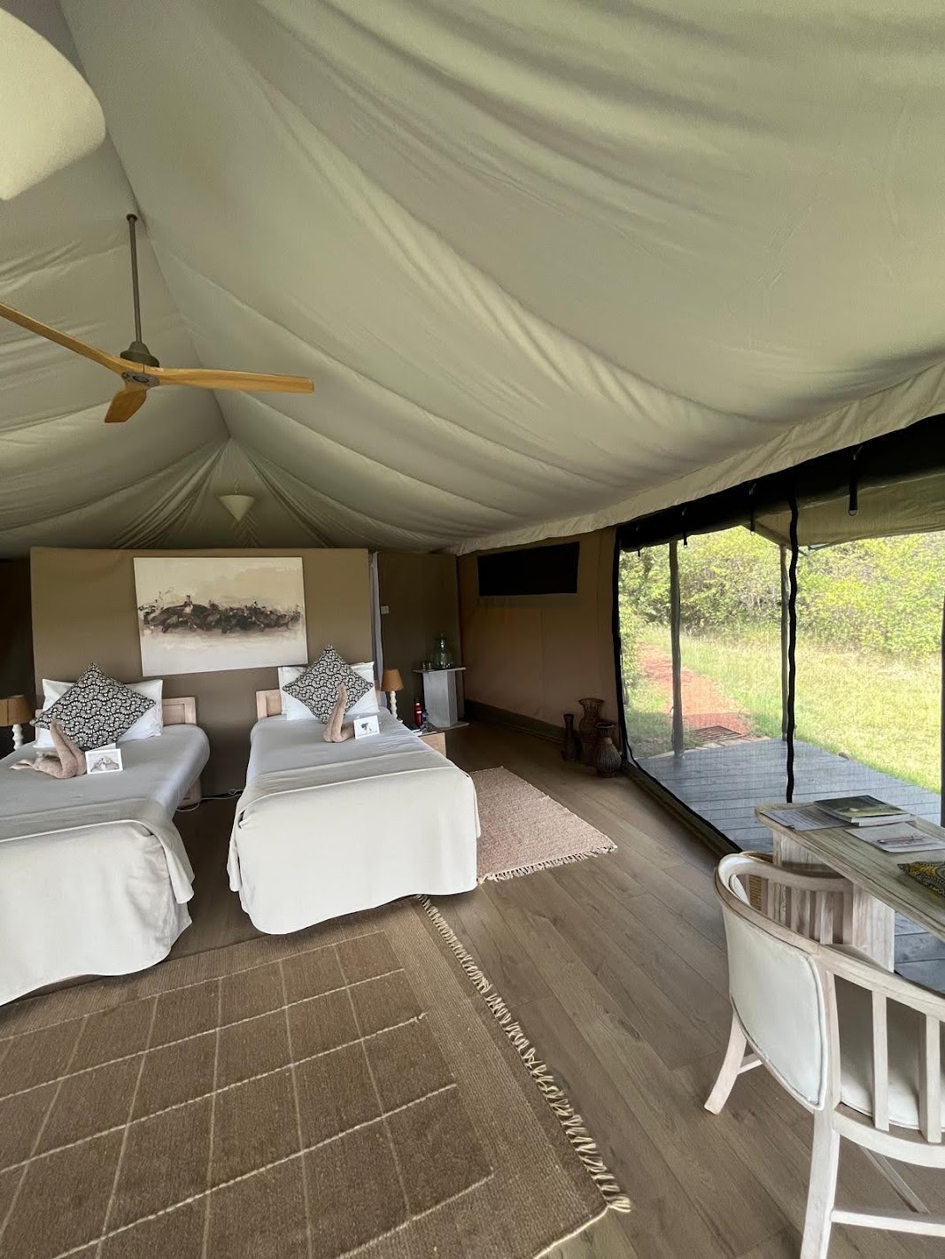 Comfortable interior of our safari tent