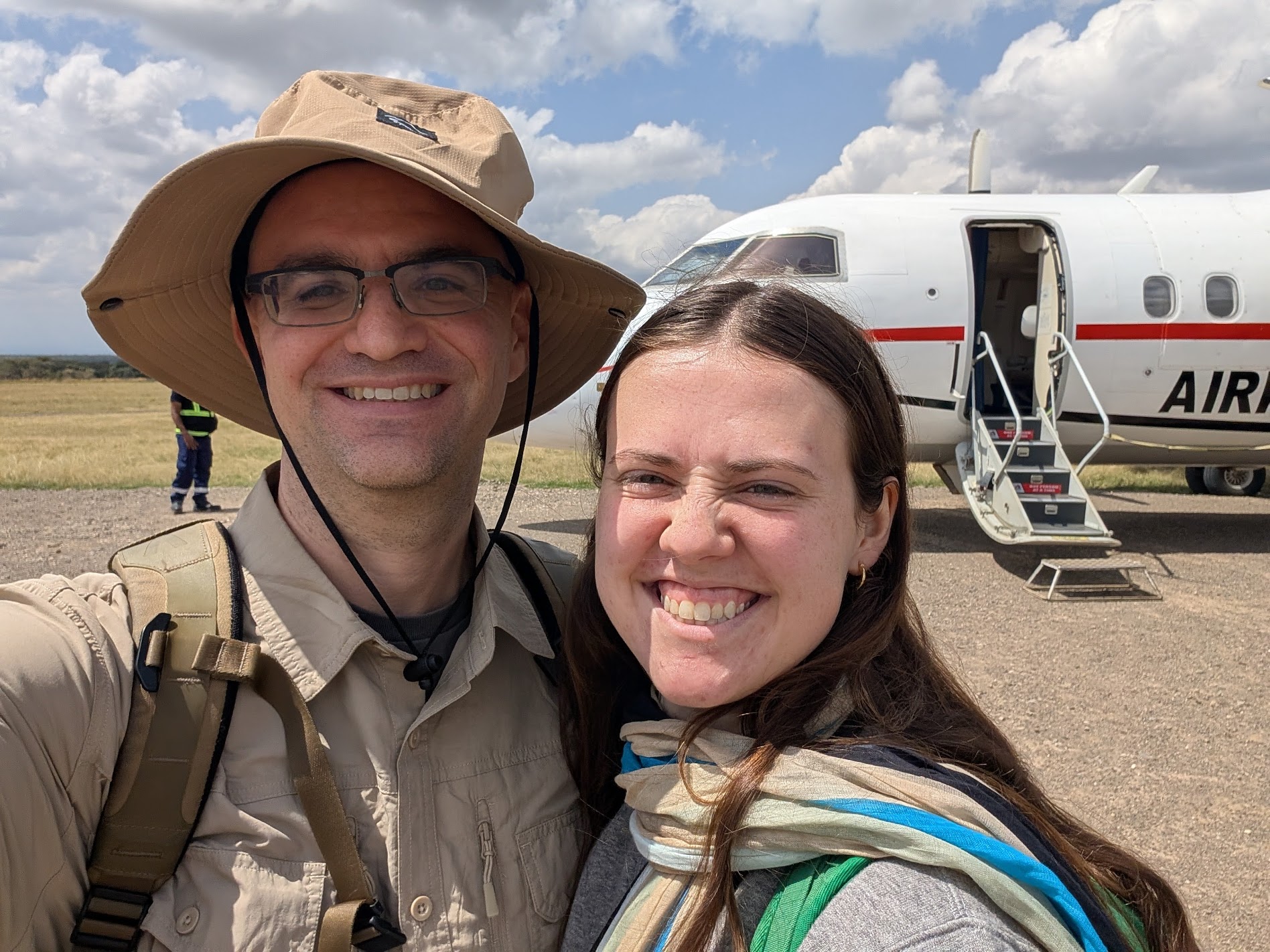 Peter and Malia outside the plane